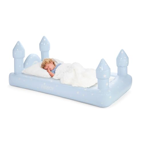 FUNBOY Kids Blue Castle Sleepover Travel Bed & Air Mattress. Perfect for Sleepovers. Includes Carrying Storage Bag, Twin