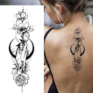 HEYYUNG 18 Pcs Flower Tattoos for Women, Temporary Sexy Tattoos, Realistic 3D Sketch Henna Tattoo Kit Sleeves for Women, Makeup Designs Chest Abdomen Back Tattoos for Girls