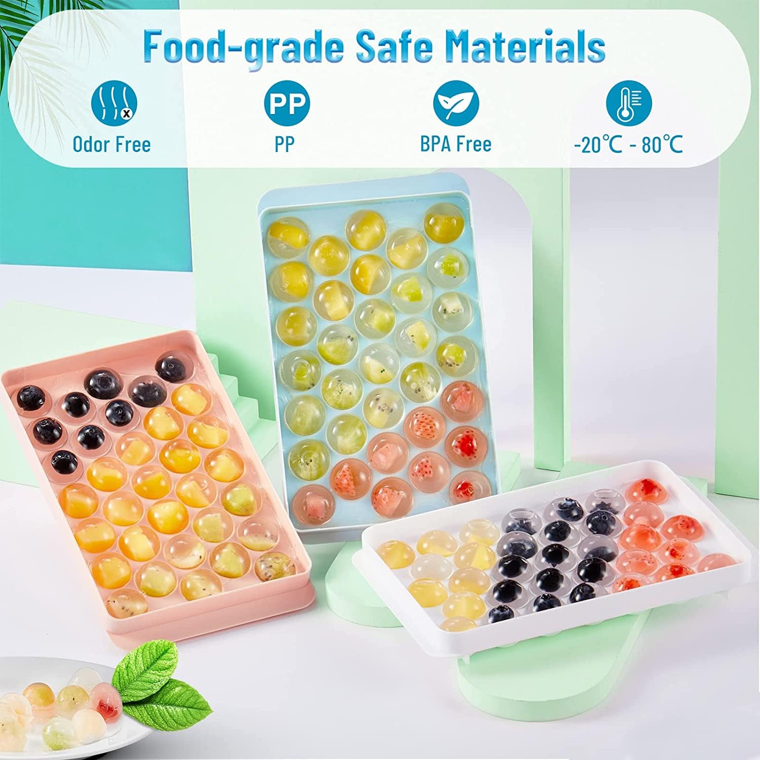 Round Ball Ice Tray Plastic Ice Cube Mold Refrigerator Ice Ball Mold With Lid