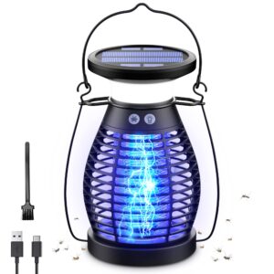 solar bug zapper outdoor, rechargeable cordless buzzbug mosquito zapper indoor, waterproof mosquito trap fly zapper for garden patio camping essentials