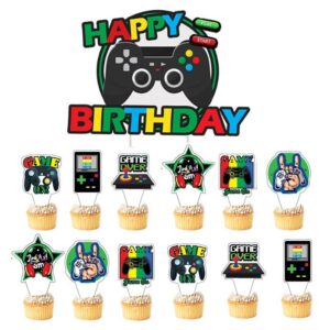 35pcs Blue Video Game Birthday Party Decorations For Boys,video Game Party Supplies Birthday Banner Balloons Cake Toppers For Kids Men Gamers Handheld Gamepad Theme Birthday Party Decoration