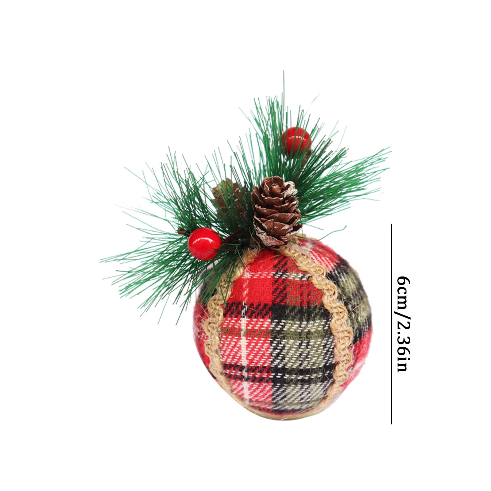 Shatterproof Ball Ornaments with Pinecones & Greenery 6pcs Buffalo Hanging Decorations for Xmas Tree Thin Clear String