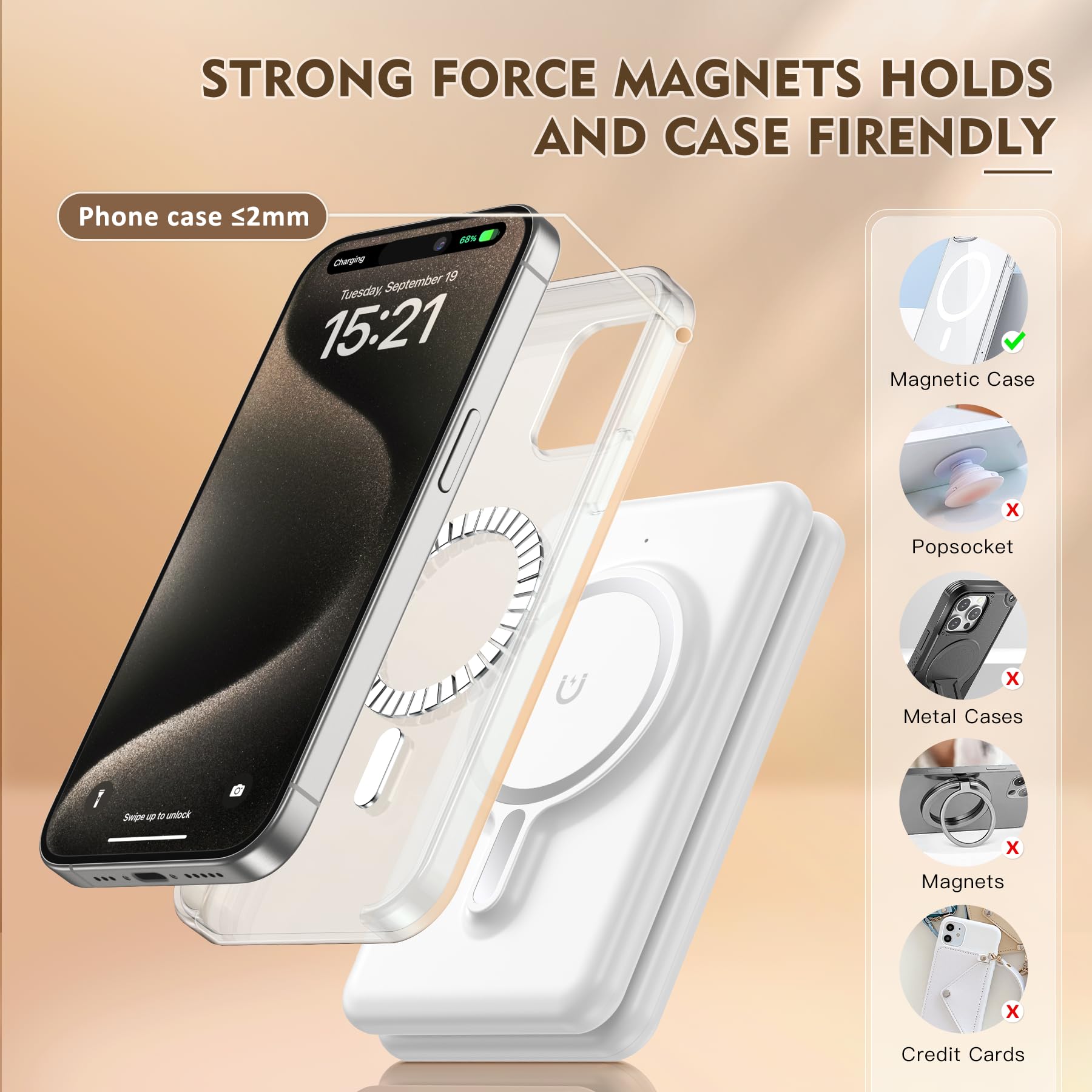 Magnetic Wireless Charger for iPhone: 3 in 1 Travel Charging Station for Apple Devices for iPhone 15 14 13 12 Pro Max Plus - Foldable Charging Pad for Apple Watch Series & Airpods 3 2 Pro