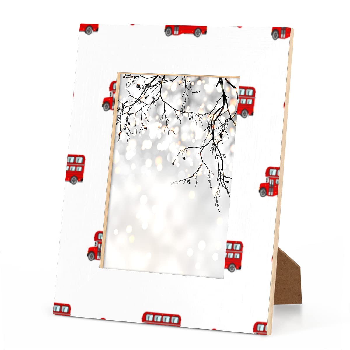 Red Fire Truck 4x6 Picture Frame, Cartoon Lovely Wooden Photo Frames for Tabletop and Wall Display, Picture Frame Home Office Decor