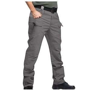 mens stretch waterproof tactical pants water resistant ripstop utdoor military combat cargo pants hiking casual work trousers gray