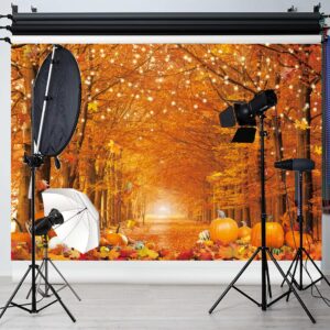 Fluzimir 8x6FT Fall Photo Backdrop for Photography Autumn Forest Scene Thanksgiving Maple Leaves Background Fall Friendsgiving Pumpkin Party Decorations Banner Photo Props