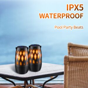 2-Pack Outdoor Bluetooth Speakers, Gifts for Women, Men, Fathers - Portable LED Flame Speaker, IPX5 Waterproof Patio Wireless Speakers with Torch Atmosphere for Yard Party, Camping, Garden