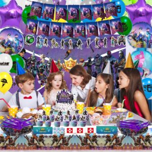 152pcs Party Supplies, Boys Birthday Decorations with Banners, Foil Balloons, Balloons, Stickers, Cake and Cupcake Toppers, Tablecloths, Cutlery, Forks, Spoons, Plates, Napkins.