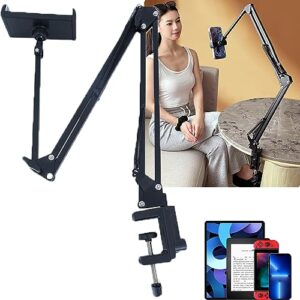 uirpk hidden bedside phone tablet holder retractable insertable for lying down in the bed,phone and tablet holder for bed,sofa,desk (b-phone&tablet universal)