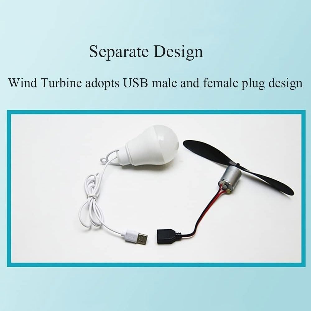 Mini Wind Power Generator With 5W USB Bulb DIY Wind Turbine Model Set Kits Teaching Tool ABS Plastic Mini Wind Turbine (Color : 1 Set) (Color : USB cable 1 meter 5w light bulb)