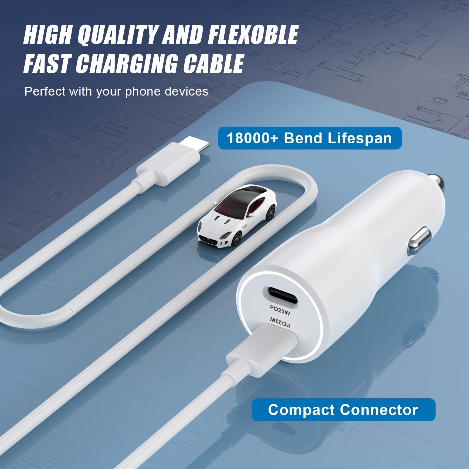 iPhone 15 Fast Car Charger, 40W Dual USB C iPhone Car Charger Fast Charging Adapter with 2 Pack USB C to USB C Cable for iPhone 15/15 Plus/15 Pro/15 Pro Max, iPad Pro/Air/Mini,Galaxy S23/S22/S21 Ultra