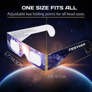 Tesyker Solar Eclipse Glasses, 6 Pack Paper Solar Eclipse Glasses for Safety Solar Eclipse Viewing, ISO 12312-2 Certified For Direct Sun Observation, AAS-Approved