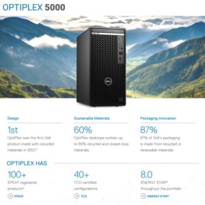 Dell OptiPlex 5000 Series Business Tower Desktop, 12th Gen Intel Core i5-12500 Processor, 32GB RAM, 1TB PCIe SSD, DP, RJ-45, DVD, Wi-Fi, Wired Keyboard & Mouse, Windows 11 Pro, Black