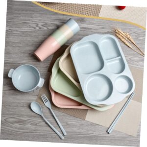 KJHBV Divided Toddler Kids Trays for Eating Kids Plate Infant Suit Travel Cutlery Kids Suit Baby Kit Baby Suits Straw Dinnerware Fiber Dinnerware Wheat Student Cartoon