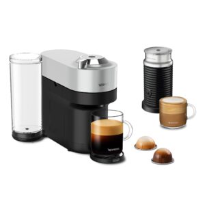 nespresso vertuo pop+ deluxe by de'longhi with aeroccino, silver