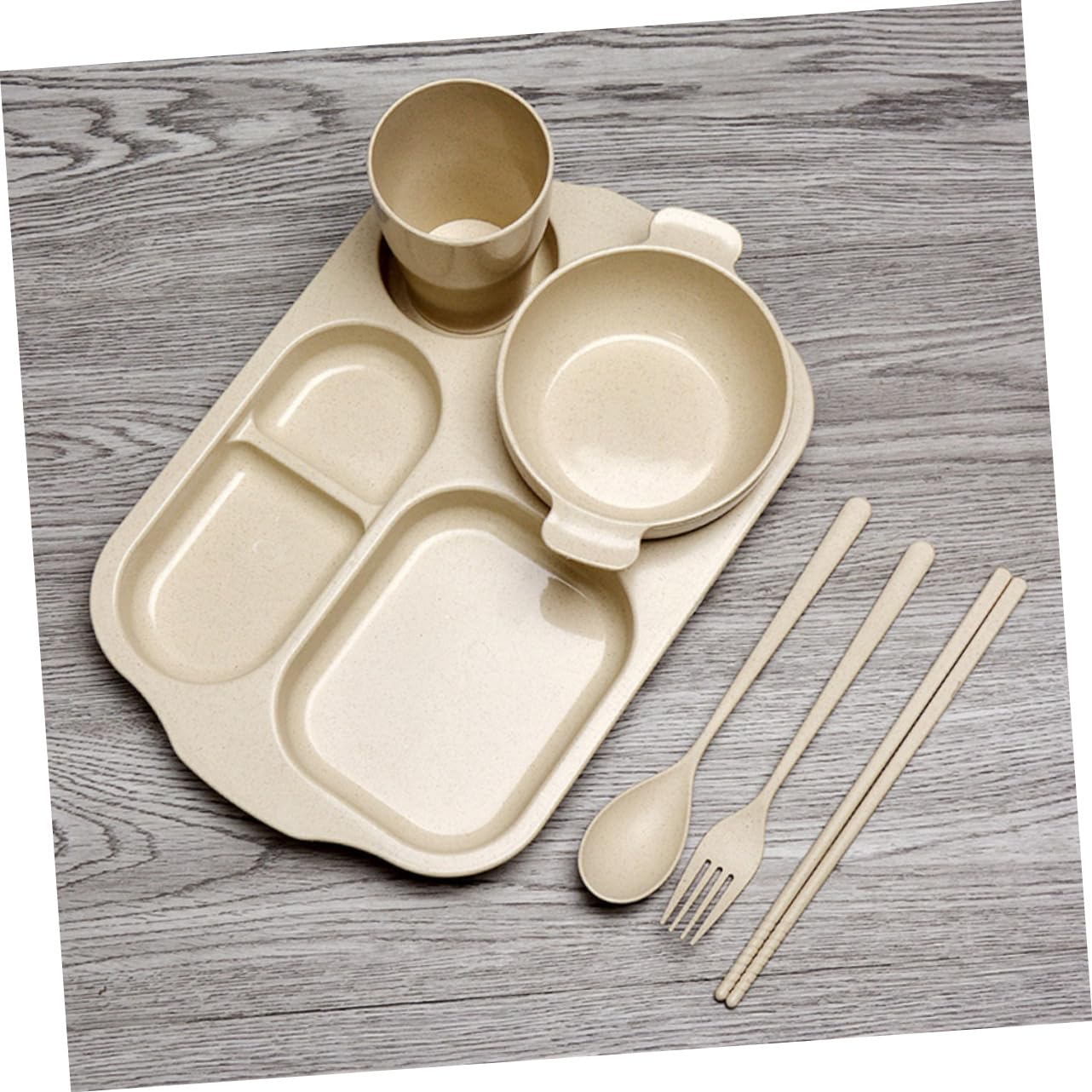 RORPOIR Divided Toddler Kids Trays for Eating Kids Plate Baby Kit Kids Suit Baby Suits Infant Suit Fiber Dinnerware Straw Wheat Travel