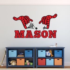 Custom Name Wall Decal - Kids Name Wall Decor - Sipider Theme Name Wall Sticker - Wall Decal for Boys Bedroom Room