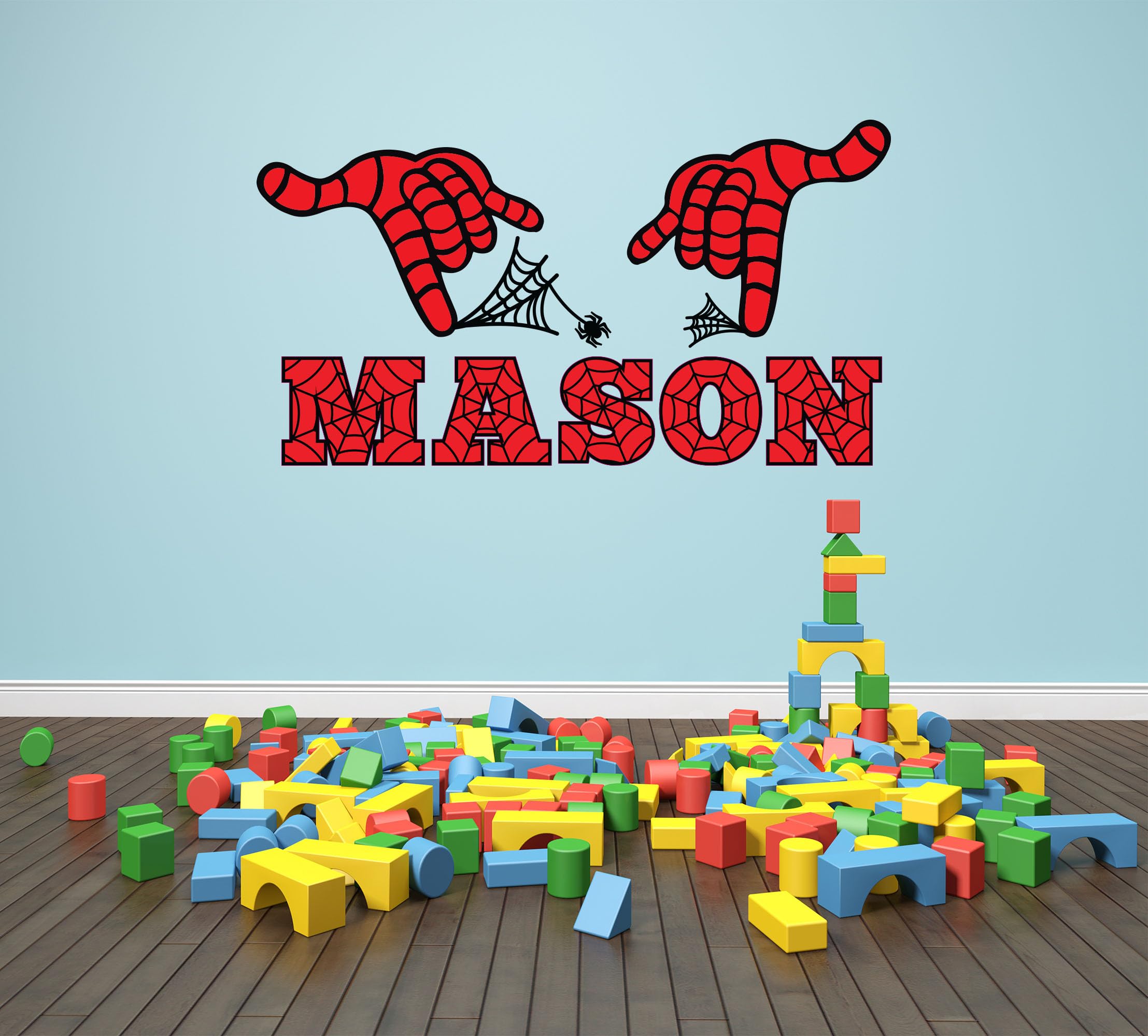 Custom Name Wall Decal - Kids Name Wall Decor - Sipider Theme Name Wall Sticker - Wall Decal for Boys Bedroom Room