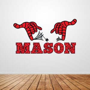 Custom Name Wall Decal - Kids Name Wall Decor - Sipider Theme Name Wall Sticker - Wall Decal for Boys Bedroom Room