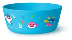 simple modern baby shark silicone bowl for baby, toddler | feeding supplies baby food bowls dinnerware dishes for kids | microwave safe | bennett collection | baby shark friends