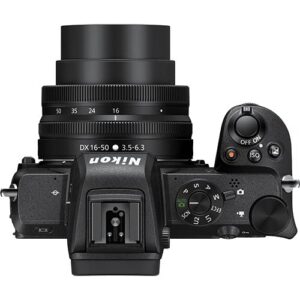 nikon z50 mirrorless camera with nikon nikkor z dx 16-50mm f/3.5-6.3 vr lens+case+lens filters+commander starter kit+case+2x128 gig memory+flash+tripod(27pc) bundle