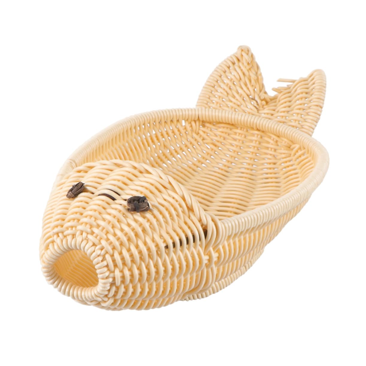 ibasenice Simulate Rattan Storage Basket To Weave Vegetable Basket Fish-shaped Rattan Basket Fruit Basket Bread Container Wedding Gift Hamper Simulated Rattan Bakset Bamboo Snack