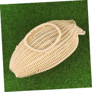 ibasenice Simulate Rattan Storage Basket To Weave Vegetable Basket Fish-shaped Rattan Basket Fruit Basket Bread Container Wedding Gift Hamper Simulated Rattan Bakset Bamboo Snack