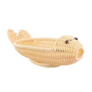 ibasenice Simulate Rattan Storage Basket To Weave Vegetable Basket Fish-shaped Rattan Basket Fruit Basket Bread Container Wedding Gift Hamper Simulated Rattan Bakset Bamboo Snack