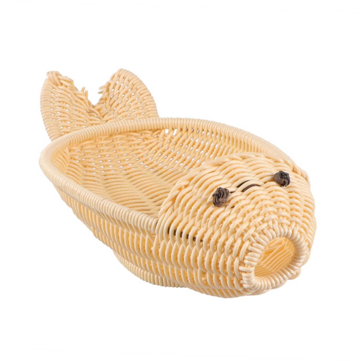 ibasenice Simulate Rattan Storage Basket To Weave Vegetable Basket Fish-shaped Rattan Basket Fruit Basket Bread Container Wedding Gift Hamper Simulated Rattan Bakset Bamboo Snack