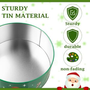 Sliner 3 Pcs Christmas Cookie Tins with Lids Large Xmas Tin Containers for Gifts Giving Round Metal Cookie Containers Festive Christmas Treat Tins for Holiday Cake Candy Biscuits