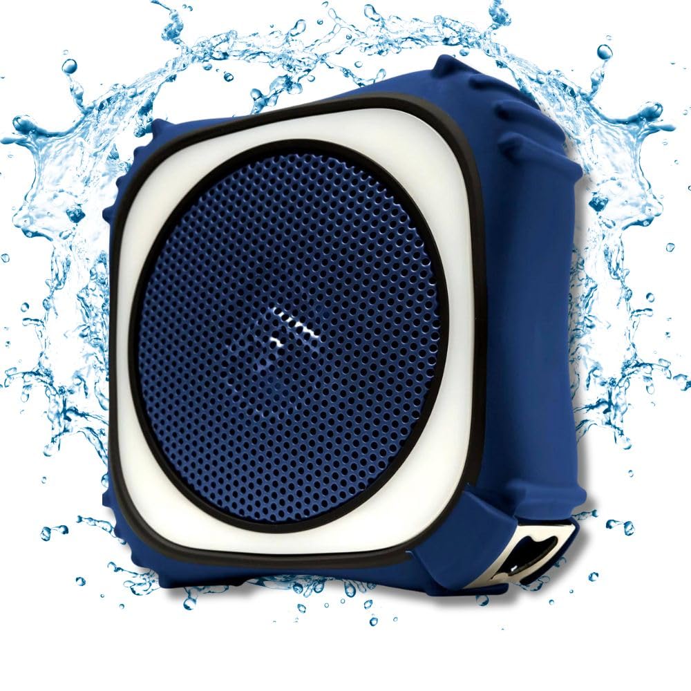 ECOXGEAR EcoEdge Pro Bluetooth Speakers - Large Bass Enhancing Passive Woofer, Waterproof Speaker w/LED Party Lights, 20+ Hours Playtime Portable Speaker, Siri and Google Voice Assistant Activated