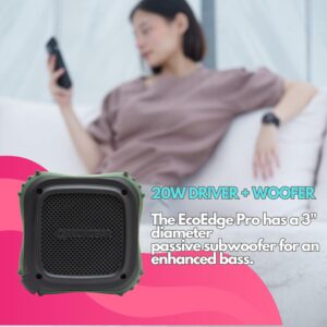 ECOXGEAR EcoEdge Pro Bluetooth Speakers - Large Bass Enhancing Passive Woofer, Waterproof Speaker w/LED Party Lights, 20+ Hours Playtime Portable Speaker, Siri and Google Voice Assistant Activated