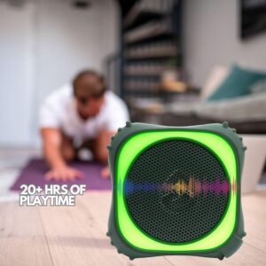 ECOXGEAR EcoEdge Pro Bluetooth Speakers - Large Bass Enhancing Passive Woofer, Waterproof Speaker w/LED Party Lights, 20+ Hours Playtime Portable Speaker, Siri and Google Voice Assistant Activated