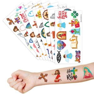 Easter Religious Temporary Tattoos Holy Week Christian Faith Jesus Cross He is Risen Spring Themed Stickers for Kids Party Supplies Decorations Favors and Prizes Gifts for Boys and Girls Ideal School