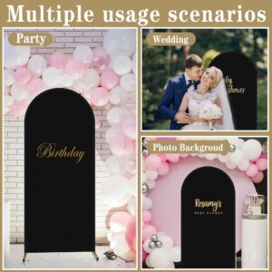 3Pcs Arch Backdrop Cover- Black Spandex Fitted Round Top Wedding Arch Cover- 2-Sided Arch Stand Cover Backdrop Fabric for Wedding Birthday Banquet Decoration, 4Ft & 5Ft & 6Ft (Frame Not Included)