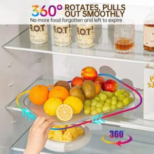 NEKTARE Lazy Susan Turntable Refrigerator Organizer, 15.67'' Clear Rectangular Fridge Organizer Storage, Lazy Susan Organizer for Cabinet, Table, Pantry or Kitchen Countertop Organizer