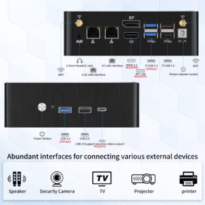 Kinupute Mini PC i9, Desktop Computer with Core i9-12900H, 14 Cores Upto 5.0GHz, Windows 11 Pro, 64G DDR4, 2T M.2 PCIE4.0 SSD, DP/HDMI/USB-C Triple Display, Support 8K/4K@60Hz, Dual LAN, WiFi6E/BT5.3