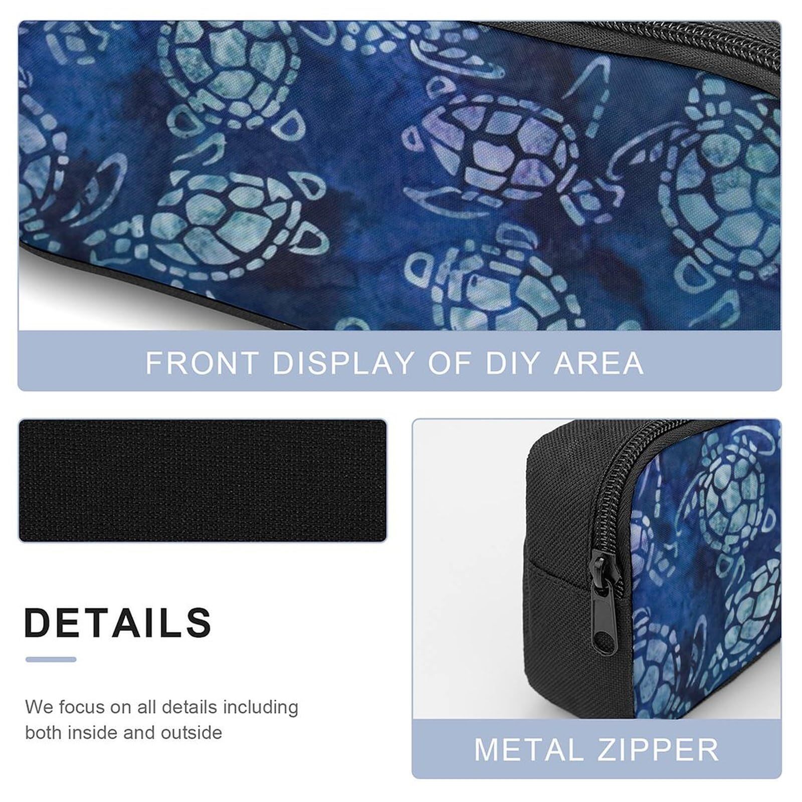 Sea Turtle Blue Print 17 Inch Laptop Backpack Lunch Bag Pencil Case Lightweight 3 Piece Set for Travel Hiking