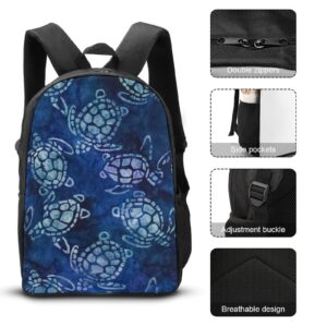 Sea Turtle Blue Print 17 Inch Laptop Backpack Lunch Bag Pencil Case Lightweight 3 Piece Set for Travel Hiking