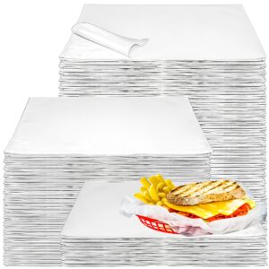 motbach 500 sheets greaseproof deli wrappers,12" x 12",white disposable pre cut wax paper sheets food basket liners food tray liners kraft sandwich wrapping paper for picnic festival fair party bbq