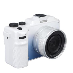 hd digital camera, dual lens anti shake 3.0inch ips display usb connection 4k digital camera 18x autofocus for traveling (white)