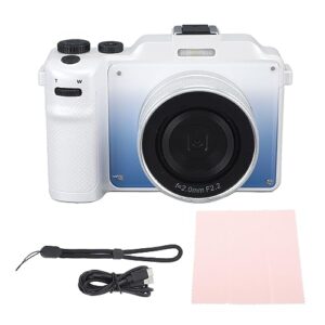 HD Digital Camera, Dual Lens Anti Shake 3.0inch IPS Display USB Connection 4K Digital Camera 18X Autofocus for Traveling (White)