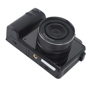 hd digital camera, dual lens anti shake 3.0inch ips display usb connection 4k digital camera 18x autofocus for traveling (black)