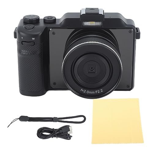 HD Digital Camera, Dual Lens Anti Shake 3.0inch IPS Display USB Connection 4K Digital Camera 18X Autofocus for Traveling (Black)