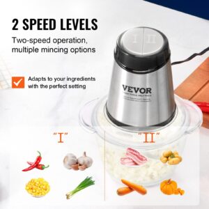 VEVOR Food Processor, Electric Meat Grinder, Electric Food Chopper, 2 Speeds Food Grinder for Baby Food, Meat, Onion, Vegetables (5 Cup)