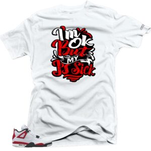 Match Jordan 4 Red Cement Tee to Match Sneaker - Match Jordan 4 Red Cement.The Sick J's White | 4X-Large