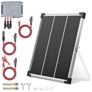volt hero 20w solar panel kit, 12v solar battery trickle charger & maintainer with adjustable mount bracket, upgraded solar charge controller, ip65 waterproof for motorcycle boat rv trailer car atv…