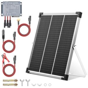 VOLT HERO 20W Solar Panel Kit, 12V Solar Battery Trickle Charger & Maintainer with Adjustable Mount Bracket, Upgraded Solar Charge Controller, IP65 Waterproof for Motorcycle Boat RV Trailer Car ATV…