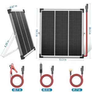 VOLT HERO 20W Solar Panel Kit, 12V Solar Battery Trickle Charger & Maintainer with Adjustable Mount Bracket, Upgraded Solar Charge Controller, IP65 Waterproof for Motorcycle Boat RV Trailer Car ATV…