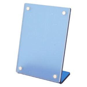 ljcm slanted back photo frame, wide application 3 inch multi purpose acrylic self standing photo frame l shaped for business cards for office (blue)